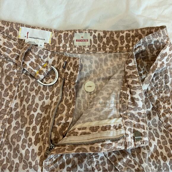 by Anthropologie The Wanderer Animal Print Pants Belted Straight Leg Tan 32 - Picture 4 of 14